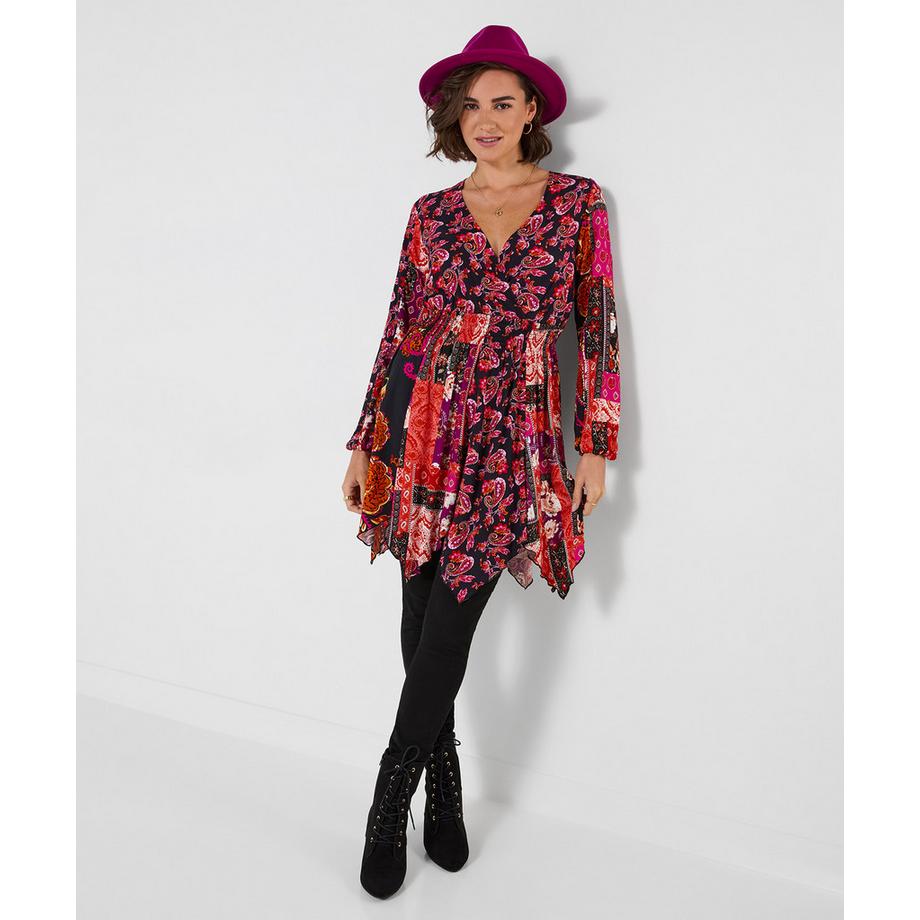 Asymmetrische Tunika mit Paisleymuster