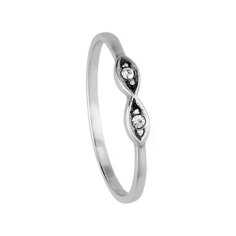 SIX  Ring mit Verzierung aus 925er Silber mit Strasssteinen Schwarz