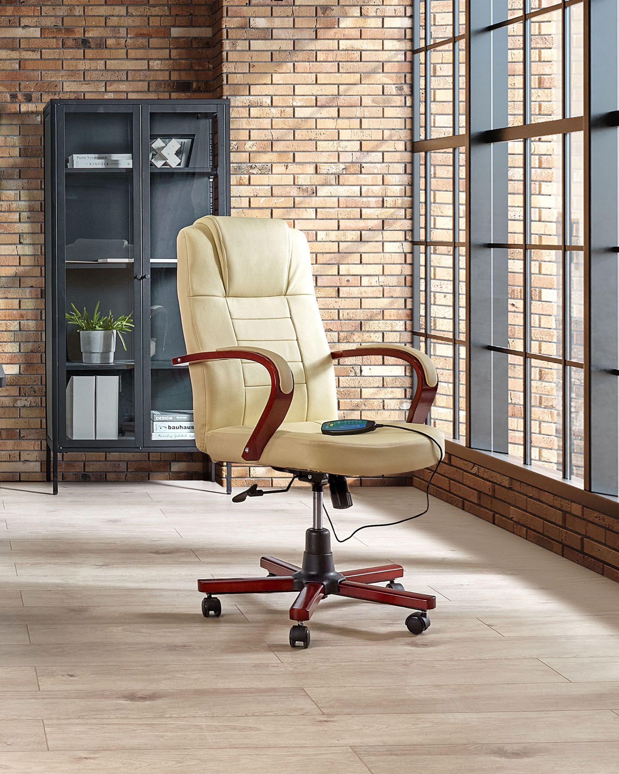 Beliani Chaise de bureau en Cuir Traditionnel DIAMOND  