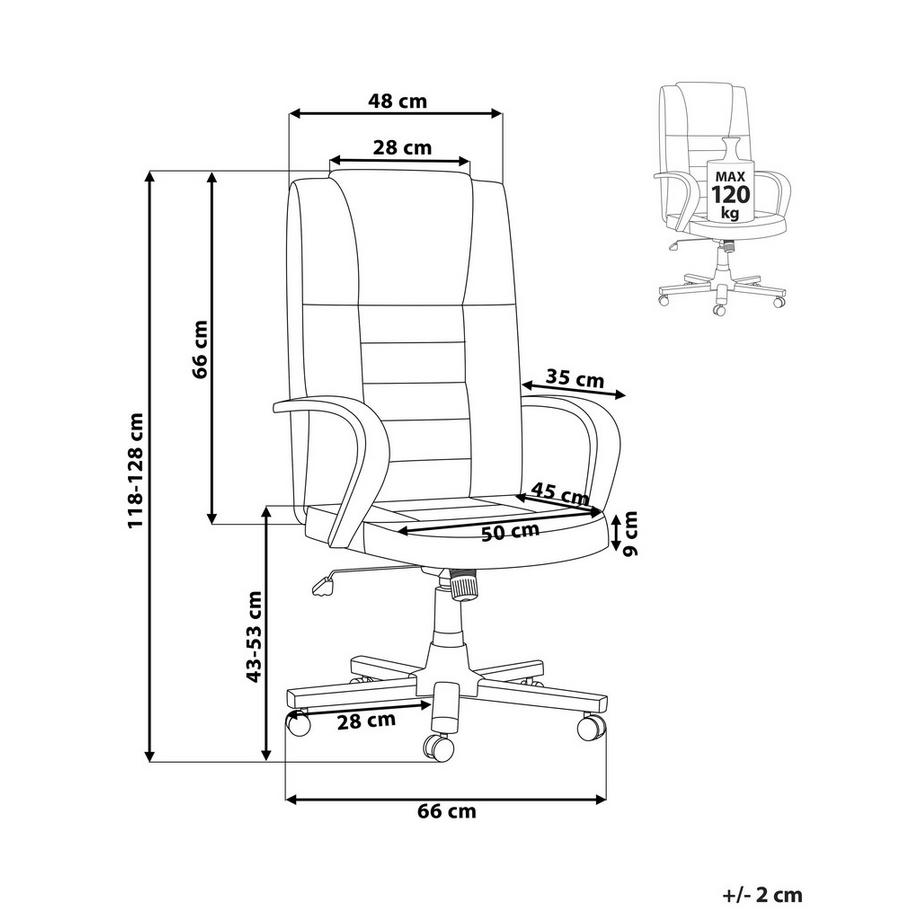 Beliani Massagestuhl aus Echtleder Klassisch DIAMOND  
