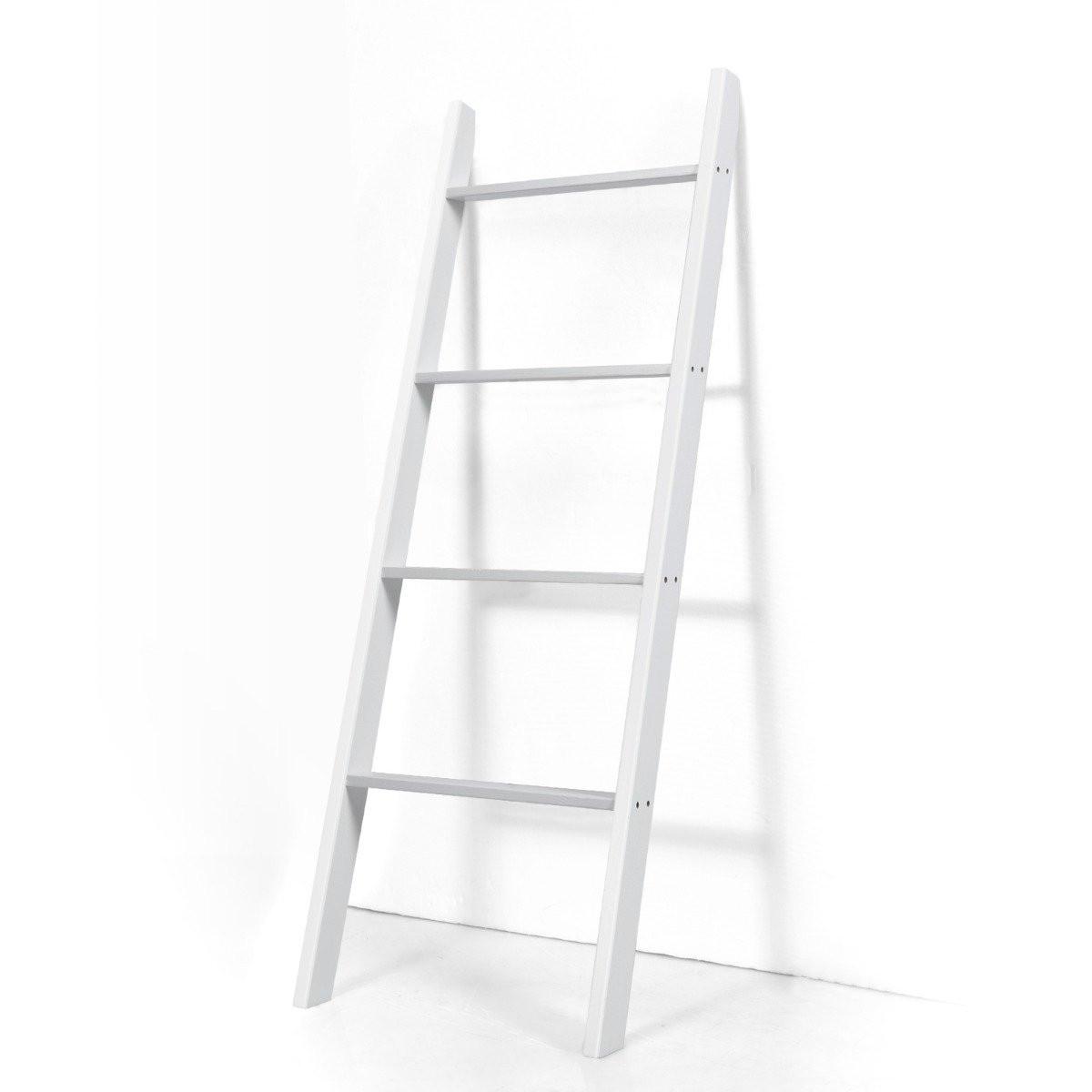 B2X Porta asciugamani scala da soffitto in legno a 4 livelli 50 x 7,5 x 137 cm bianco  