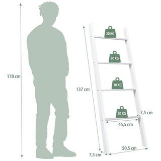 B2X Porta asciugamani scala da soffitto in legno a 4 livelli 50 x 7,5 x 137 cm bianco  