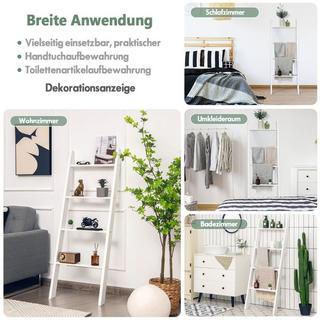 B2X Porta asciugamani scala da soffitto in legno a 4 livelli 50 x 7,5 x 137 cm bianco  