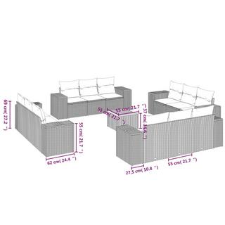 VidaXL Ensemble de canapés de jardin rotin synthétique  