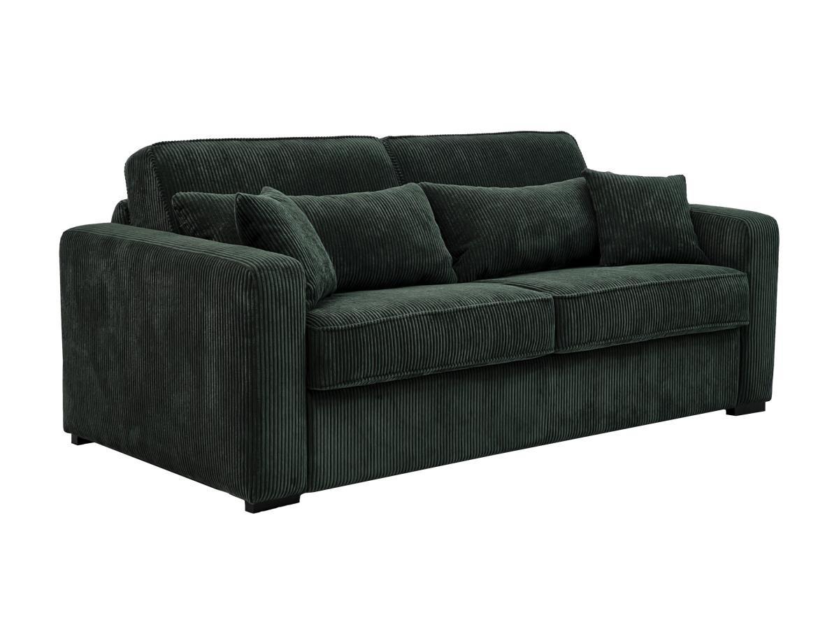Vente-unique Schlafsofa mit Matratze 4-Sitzer - Liegefläche mit Lattenrost mit breiten Latten 160 cm - Matratze 18 cm - Cord - Grün - MONDOVI  