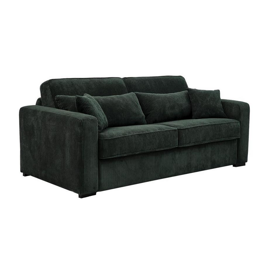 Vente-unique Schlafsofa mit Matratze 4-Sitzer - Liegefläche mit Lattenrost mit breiten Latten 160 cm - Matratze 18 cm - Cord - Grün - MONDOVI  
