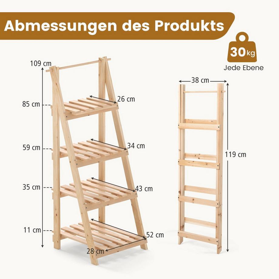Northix Support à plantes pliable à 4 niveaux  