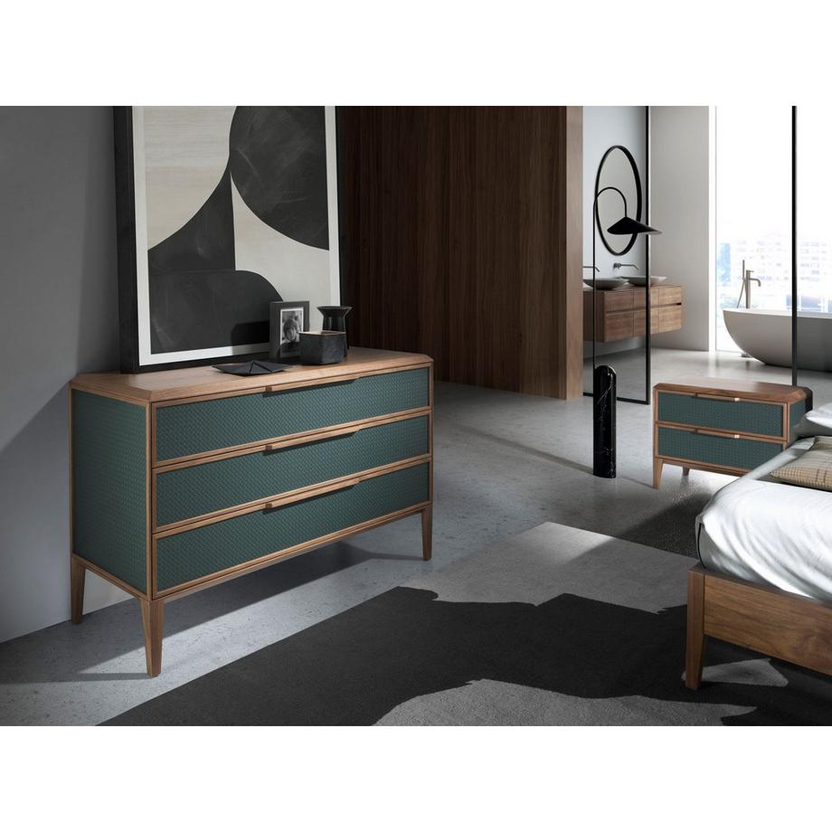 ANGEL CERDA Kommode aus dunkelgrünem und nussbaumfarbenem PVC  