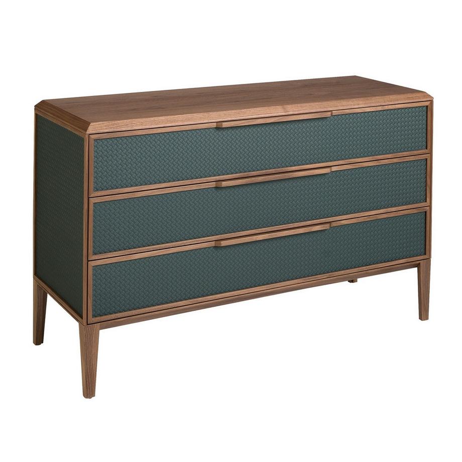 Kommode aus dunkelgrünem und nussbaumfarbenem PVC