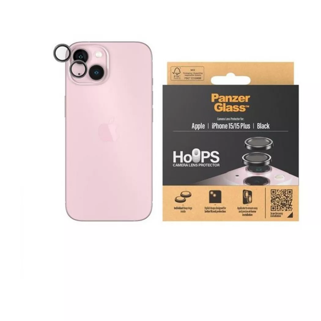 PanzerGlass ® Hoops® Kameraschutz Schwarz for iPhone 15 | 15 Plus