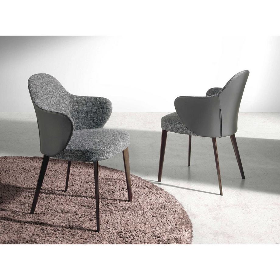 ANGEL CERDA Chaise en tissu et similicuir gris foncé  