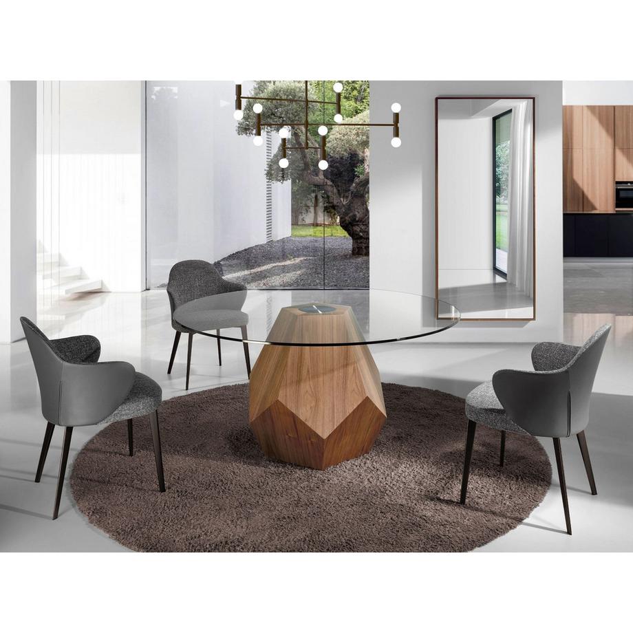 ANGEL CERDA Chaise en tissu et similicuir gris foncé  