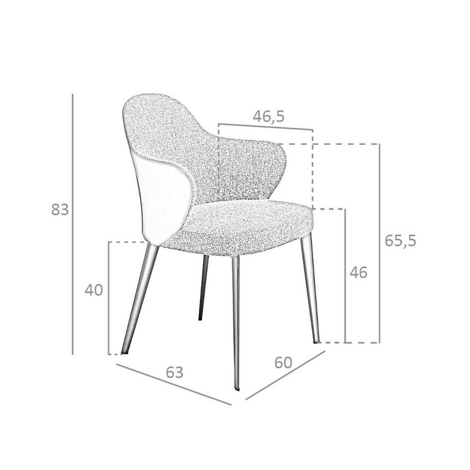 ANGEL CERDA Chaise en tissu et similicuir gris foncé  