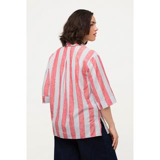 Ulla Popken  Blusa dal taglio oversize in misto lino con scollo a V e manichea 3/4 