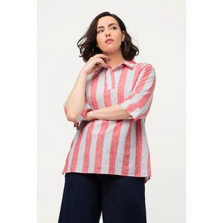 Ulla Popken  Blusa dal taglio oversize in misto lino con scollo a V e manichea 3/4 