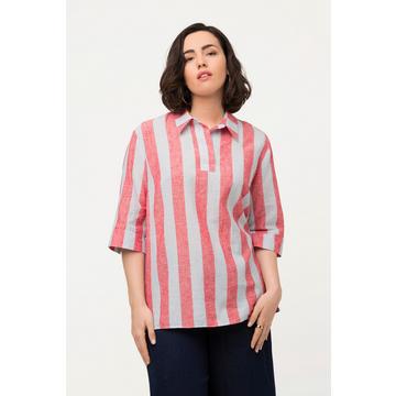 Bluse, Oversized, V-Ausschnitt, 3/4-Arm, Leinenmix