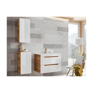 Vente-unique Hängende Badezimmersäule - 32 x 22 x 75 cm - Naturfarben & Weiß - ARUBA  