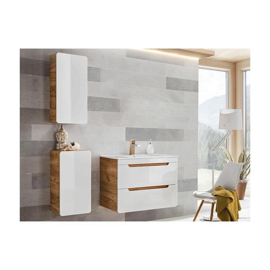 Vente-unique Colonna per bagno L35 x l22 x H75 cm Naturale e Bianco - ARUBA  