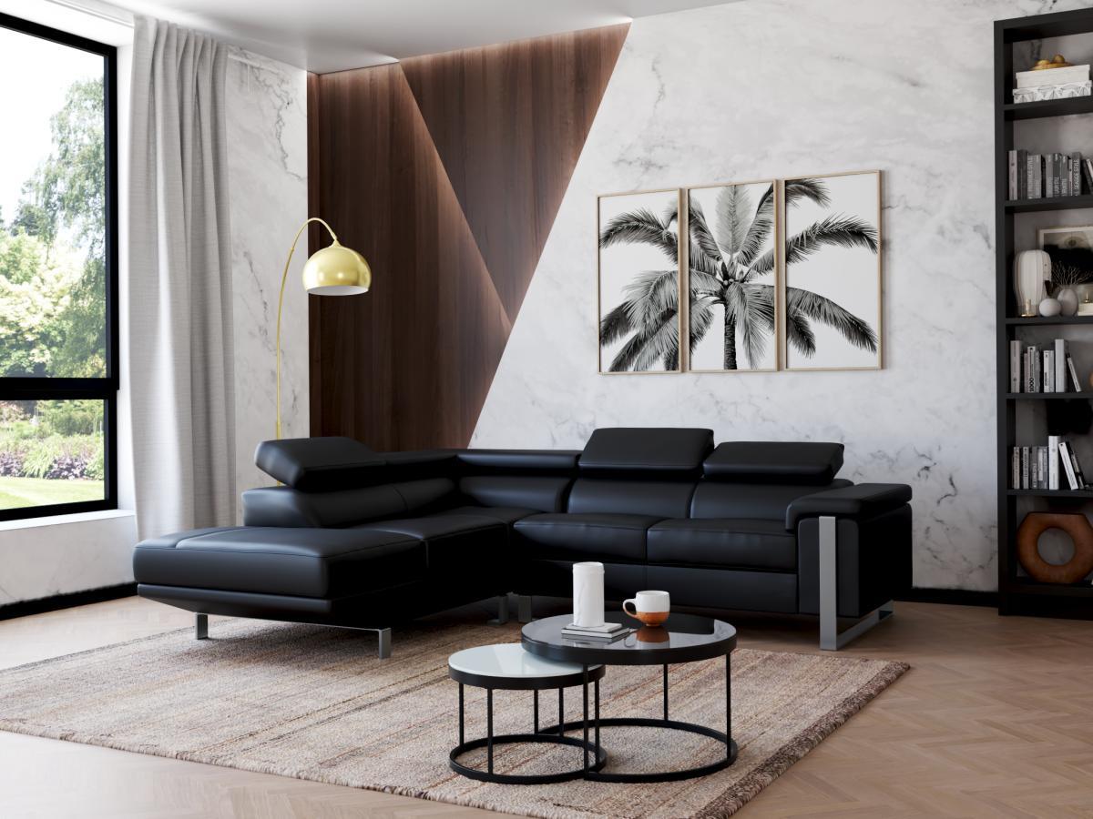 Vente-unique Ecksofa Leder Ecke Links MYSTIQUE  