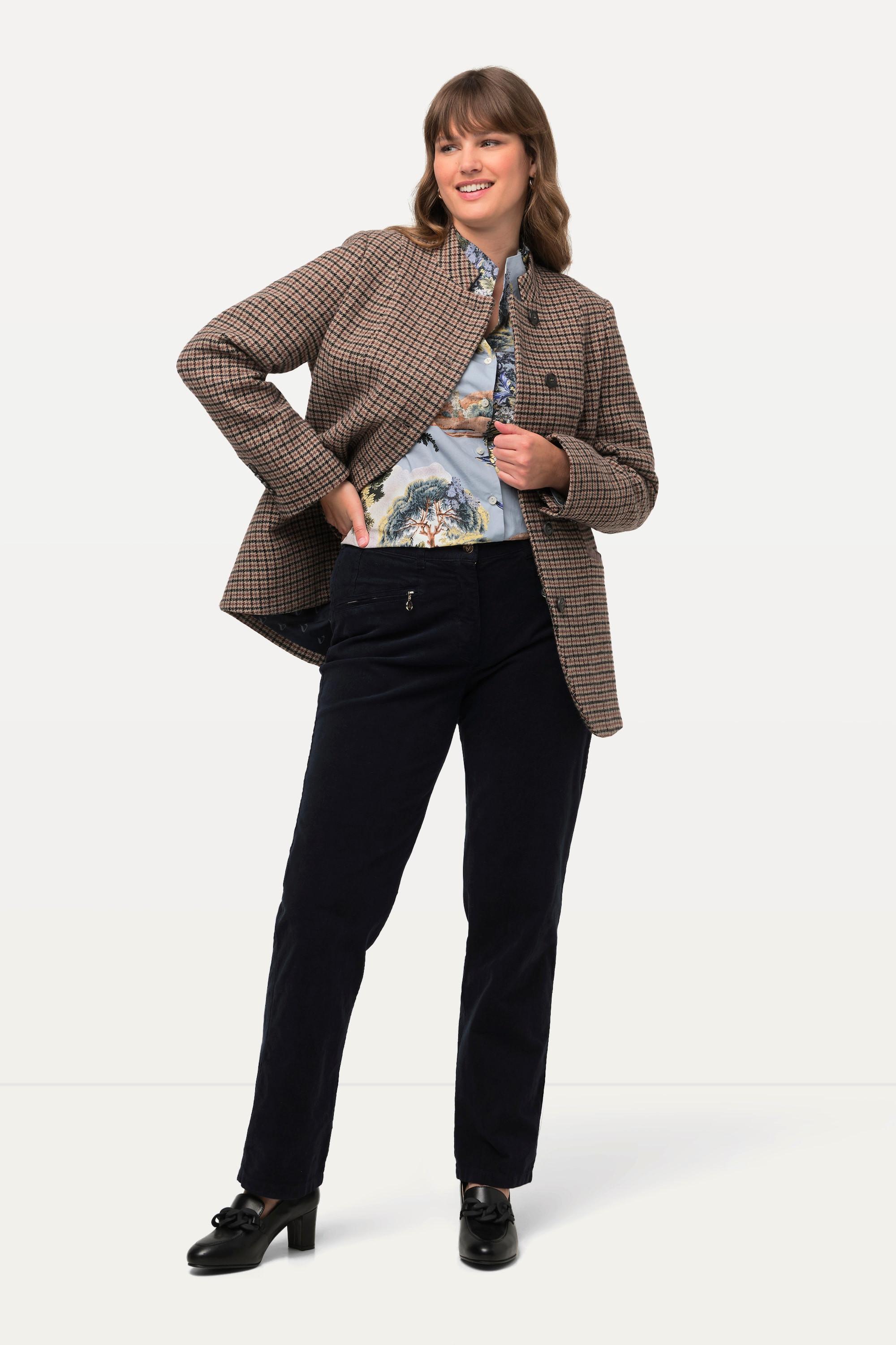 Ulla Popken Pantaloni Mony in Velluto a Coste Vita Comoda Tasche con Cerniera  