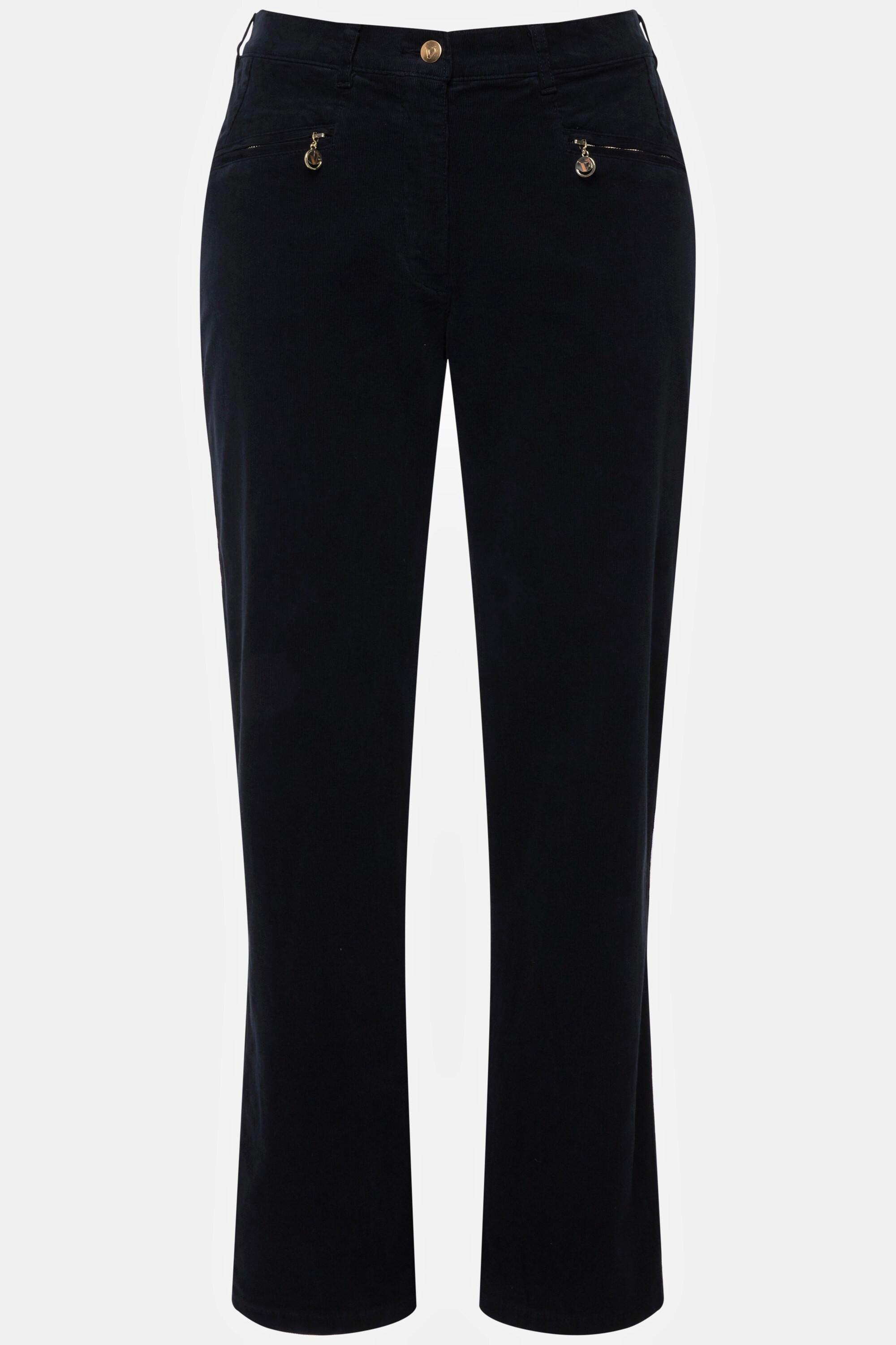 Ulla Popken Pantaloni Mony in Velluto a Coste Vita Comoda Tasche con Cerniera  