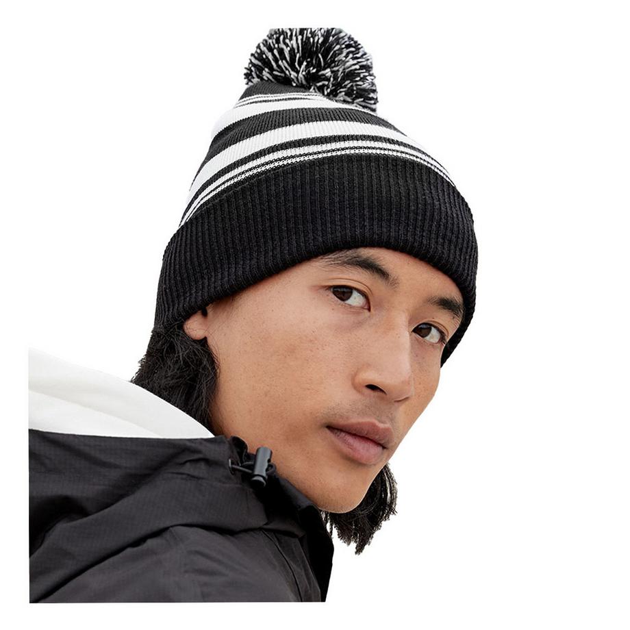 Beechfield Gestreifter Beanie mit Pompon  