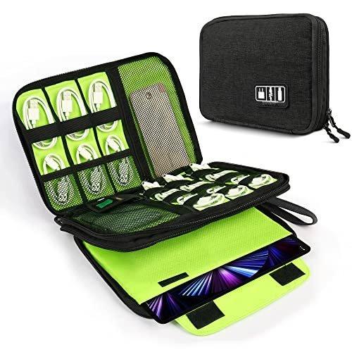 Only-bags.store  Organisateur électronique, sac de voyage double couche, organisateur portable à cordon, sac de voyage pour le rangement des câbles, rangement des câbles et accessoires électroniques, téléphone/USB/chargeur 