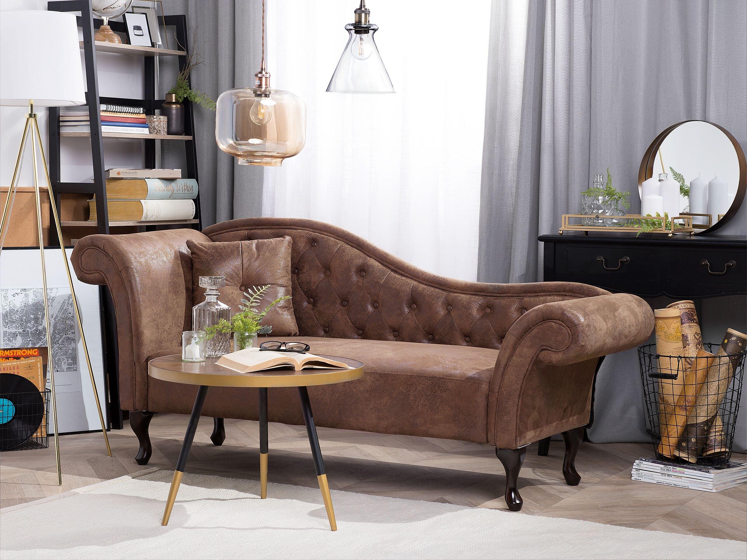 Beliani Chaise longue versione sinistra en Scamosciato sintetico Glamour LATTES  