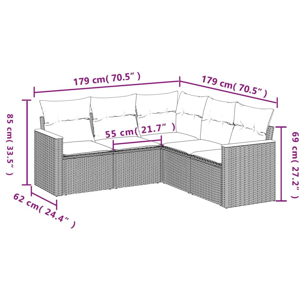 VidaXL set divano da giardino Polirattan  