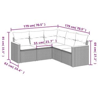 VidaXL Ensemble de canapés de jardin rotin synthétique  