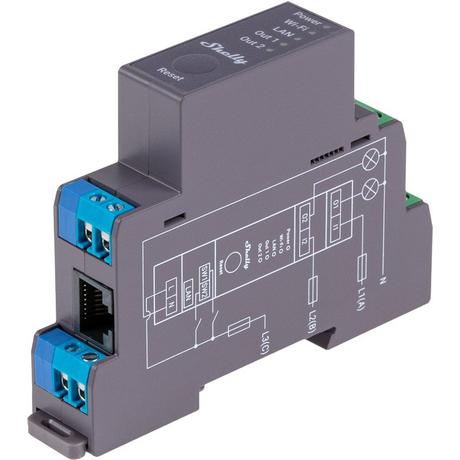 Shelly  Pro 2 LAN und WiFi-DIN-Rail Switch 2-fach Schaltaktor, BT 