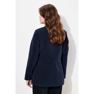 Ulla Popken Blazer en velours côtelé Col à revers Fermeture boutonnée Cintrée  