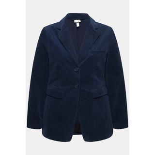 Ulla Popken Blazer en velours côtelé Col à revers Fermeture boutonnée Cintrée  