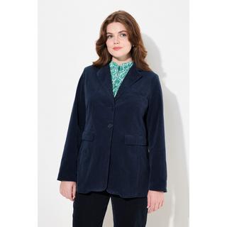 Ulla Popken Blazer en velours côtelé Col à revers Fermeture boutonnée Cintrée  