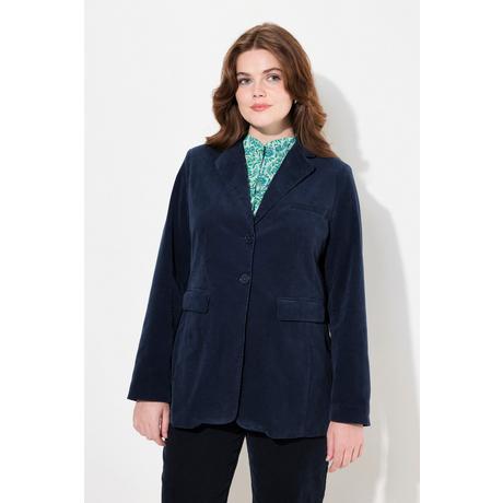 Ulla Popken Blazer en velours côtelé Col à revers Fermeture boutonnée Cintrée  