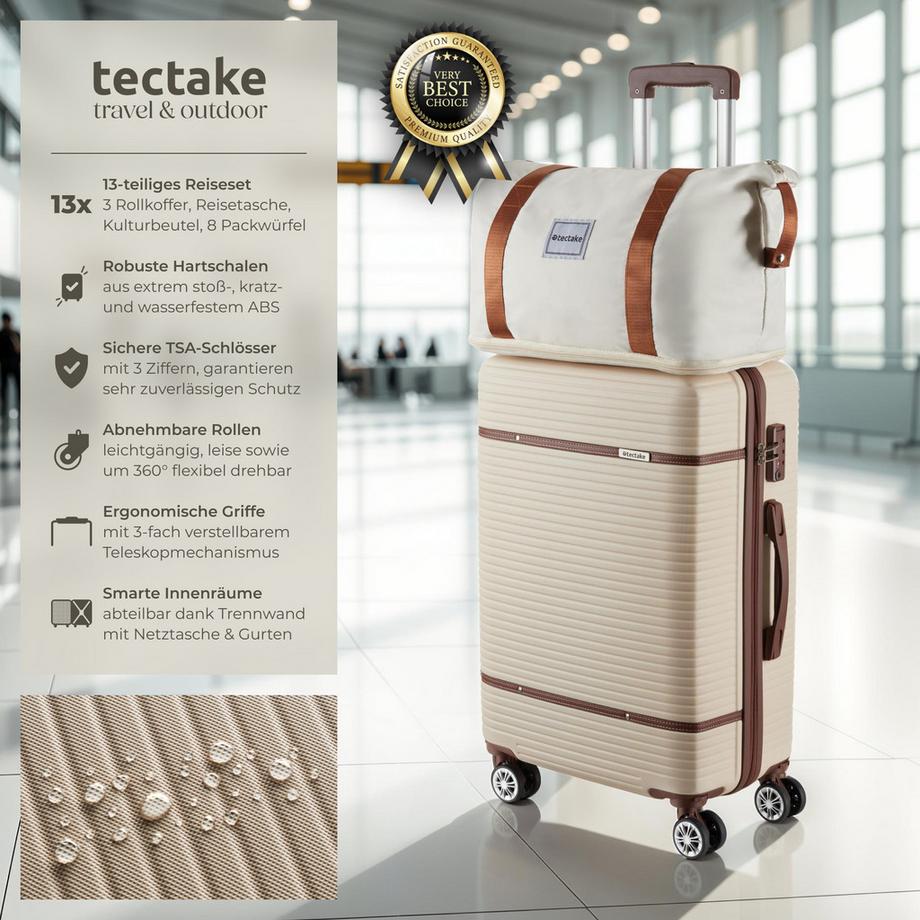 Tectake  Ensemble de valises de voyage MADISON 13 pièces avec coques rigides en ABS robuste 