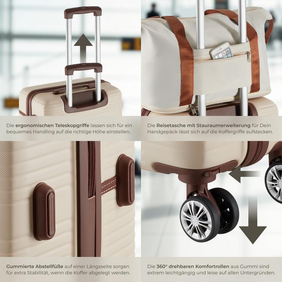 Tectake  Ensemble de valises de voyage MADISON 13 pièces avec coques rigides en ABS robuste 