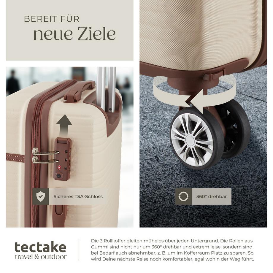 Tectake  Ensemble de valises de voyage MADISON 13 pièces avec coques rigides en ABS robuste 