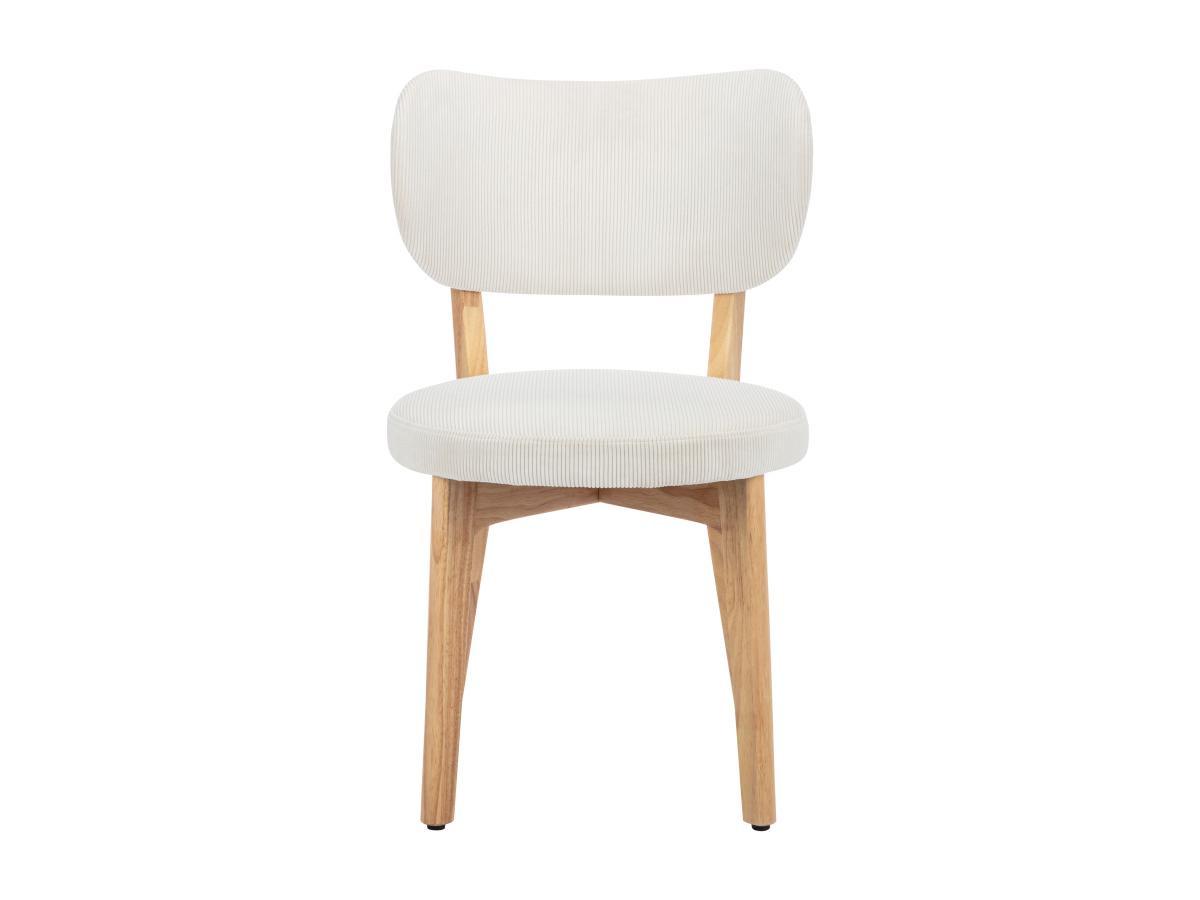 Vente-unique Sedia in Velluto a coste e Legno di hevea Bianco - Lotto di 2 - TORIEL  