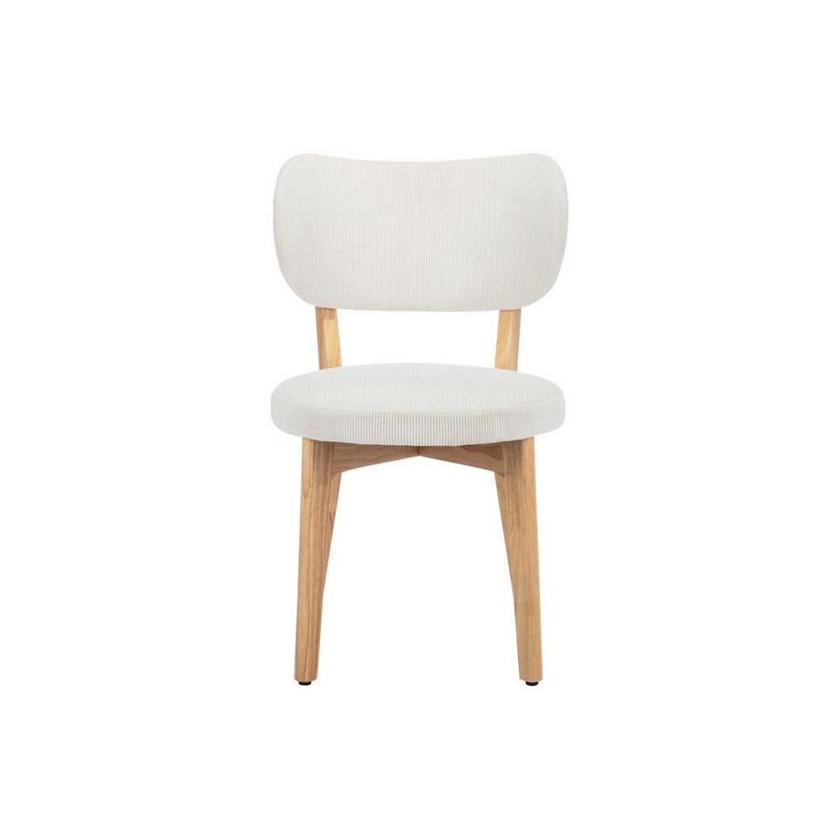 Vente-unique Sedia in Velluto a coste e Legno di hevea Bianco - Lotto di 2 - TORIEL  