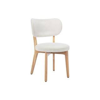 Vente-unique Sedia in Velluto a coste e Legno di hevea Bianco - Lotto di 2 - TORIEL  