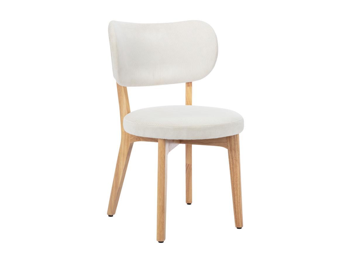 Vente-unique Sedia in Velluto a coste e Legno di hevea Bianco - Lotto di 2 - TORIEL  