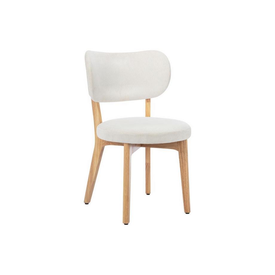 Vente-unique Sedia in Velluto a coste e Legno di hevea Bianco - Lotto di 2 - TORIEL  