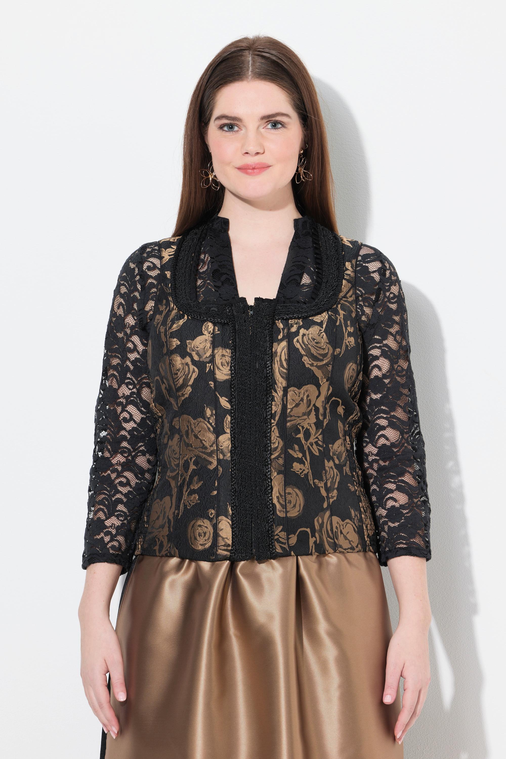 Ulla Popken Trachten Mieder Slim Carrée-Ausschnitt Samt  