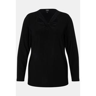 Ulla Popken  Shirt, Cut-Out, Classic, V-Ausschnitt, Langarm 