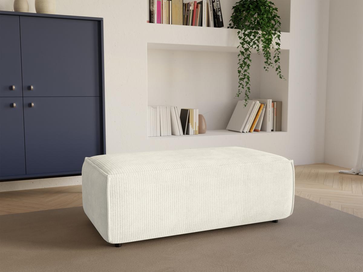 Vente-unique Hocker - Cord - Weiß - AMELIA  