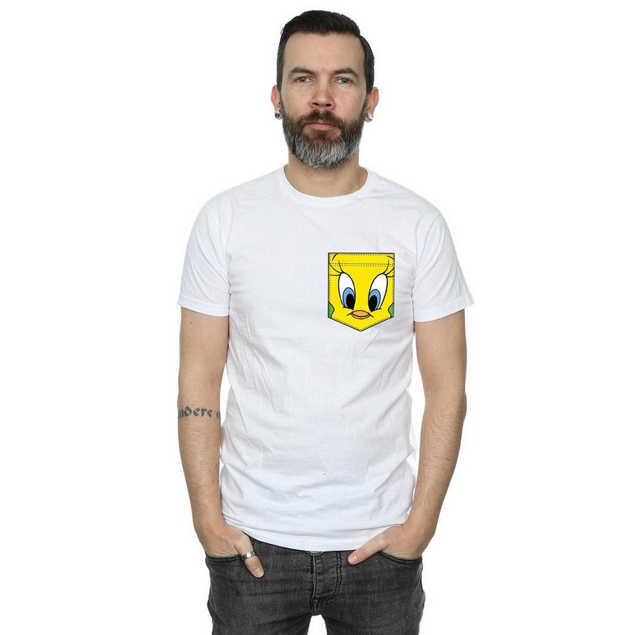 LOONEY TUNES Tweety Pie Face Faux Pocket T-Shirt  