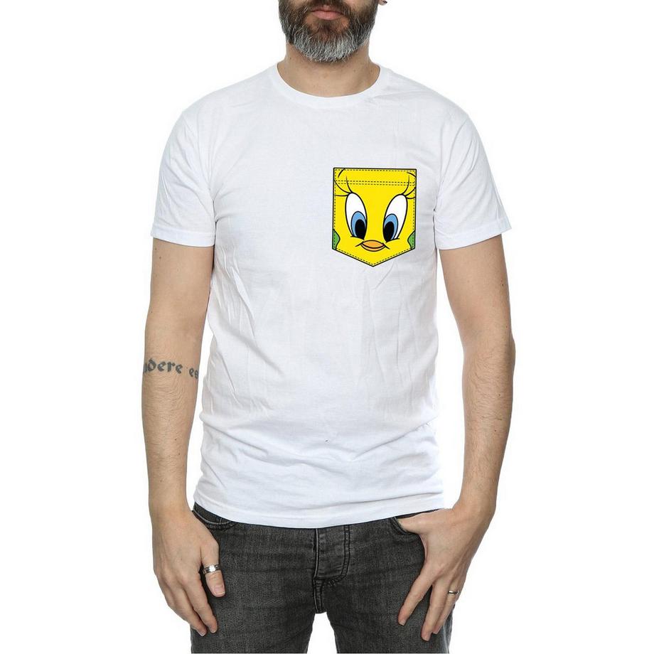 LOONEY TUNES Tweety Pie Face Faux Pocket T-Shirt  