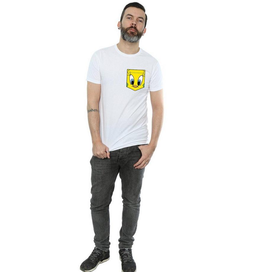 LOONEY TUNES Tweety Pie Face Faux Pocket T-Shirt  