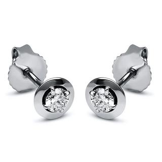 MUAU Schmuck  Boucles d'oreilles 585/14K or blanc diamant 0,23ct. 